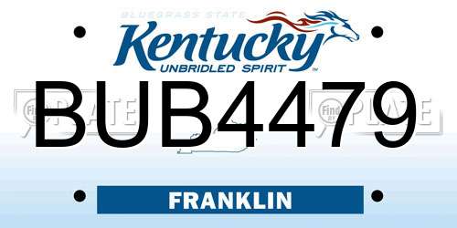 BUB4479 Kentucky License Plate