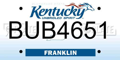 BUB4651 Kentucky License Plate