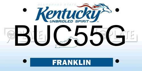 BUC55G Kentucky License Plate
