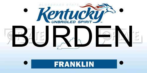 BURDEN Kentucky License Plate