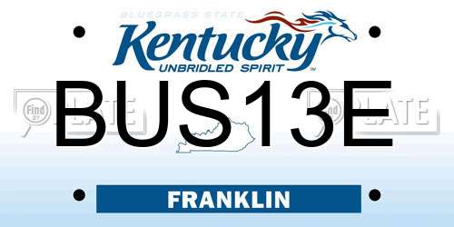 BUS13E Kentucky License Plate