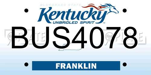 BUS4078 Kentucky License Plate