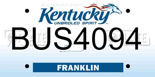 BUS4094 Kentucky License Plate