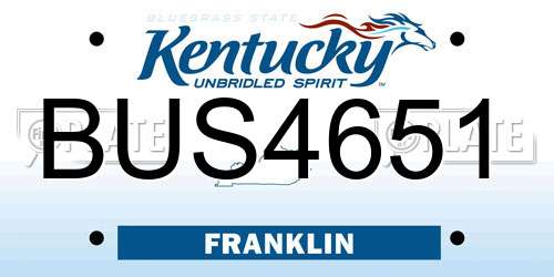 BUS4651 Kentucky License Plate