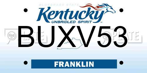 BUXV53 Kentucky License Plate