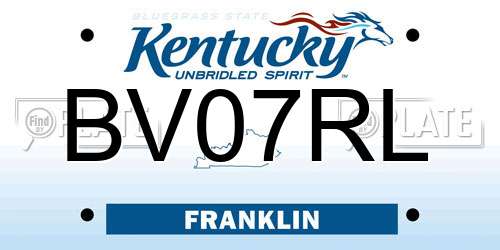 BV07RL Kentucky License Plate