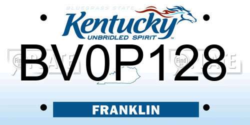 BV0P128 Kentucky License Plate