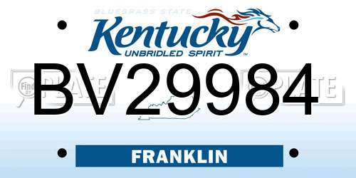BV29984 Kentucky License Plate