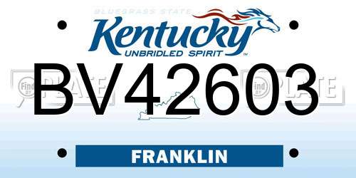 BV42603 Kentucky License Plate