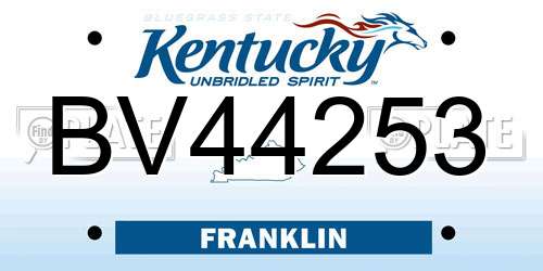 BV44253 Kentucky License Plate
