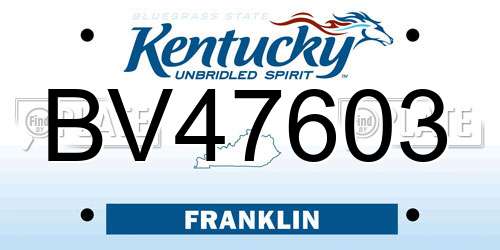 BV47603 Kentucky License Plate