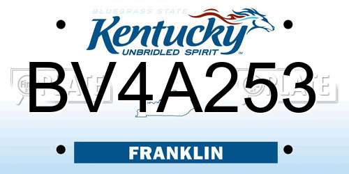 BV4A253 Kentucky License Plate
