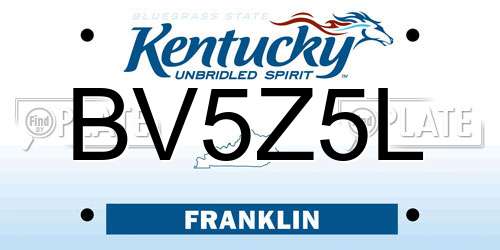 BV5Z5L Kentucky License Plate