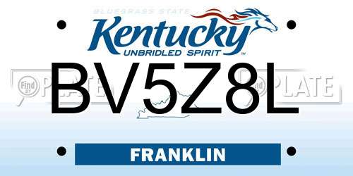 BV5Z8L Kentucky License Plate