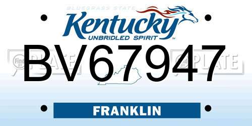 BV67947 Kentucky License Plate