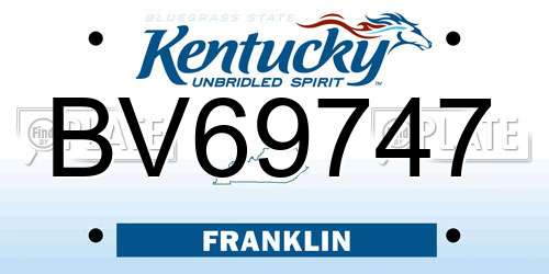 BV69747 Kentucky License Plate