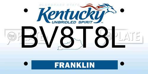 BV8T8L Kentucky License Plate
