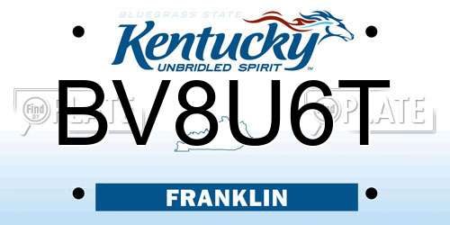 BV8U6T Kentucky License Plate