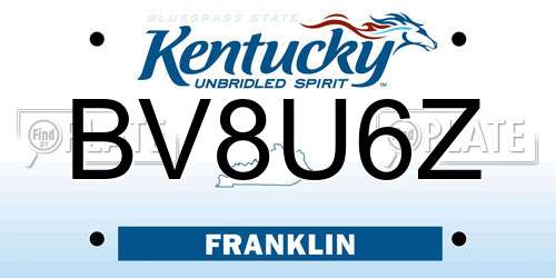 BV8U6Z Kentucky License Plate