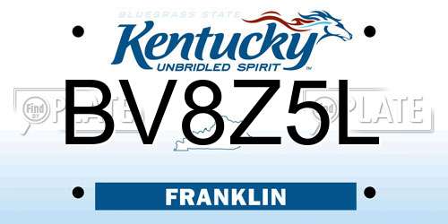 BV8Z5L Kentucky License Plate