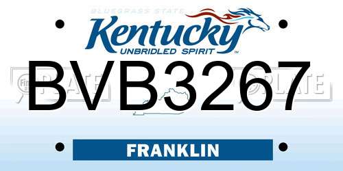 BVB3267 Kentucky License Plate