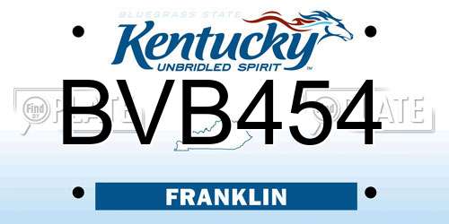 BVB454 Kentucky License Plate