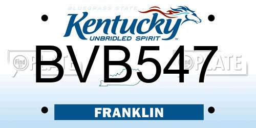 BVB547 Kentucky License Plate