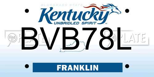 BVB78L Kentucky License Plate