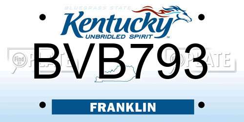 BVB793 Kentucky License Plate