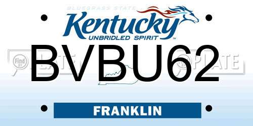 BVBU62 Kentucky License Plate