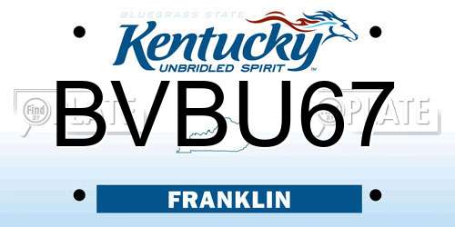 BVBU67 Kentucky License Plate