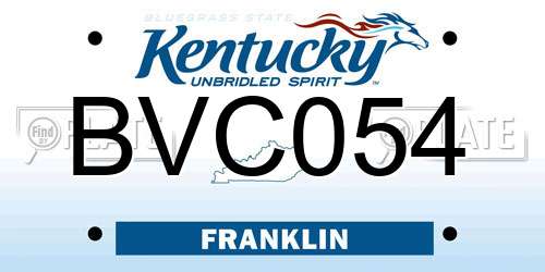 BVC054 Kentucky License Plate