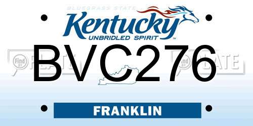 BVC276 Kentucky License Plate