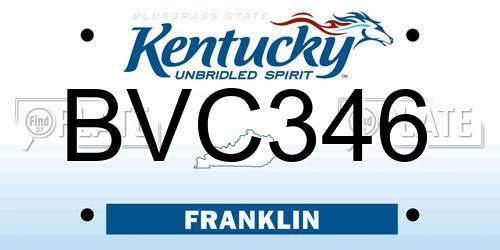 BVC346 Kentucky License Plate