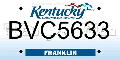 BVC5633 Kentucky License Plate