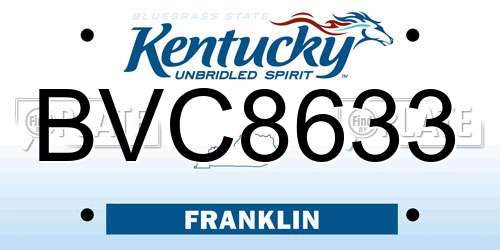 BVC8633 Kentucky License Plate