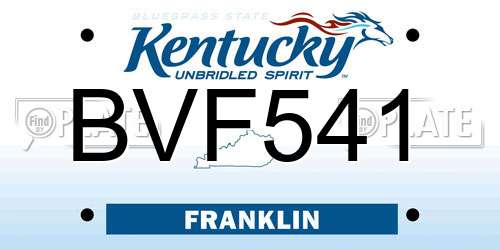 BVF541 Kentucky License Plate