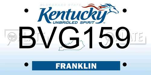 BVG159 Kentucky License Plate