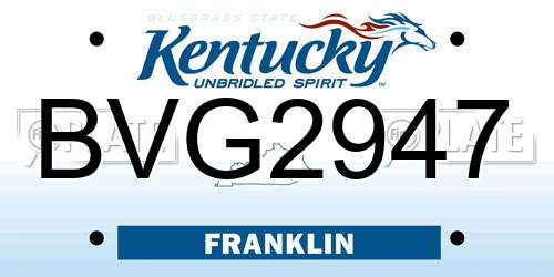 BVG2947 Kentucky License Plate