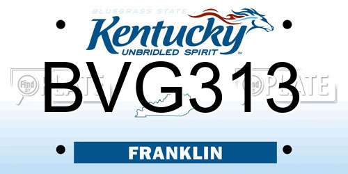 BVG313 Kentucky License Plate