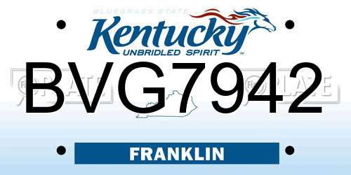 BVG7942 Kentucky License Plate