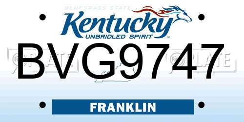 BVG9747 Kentucky License Plate