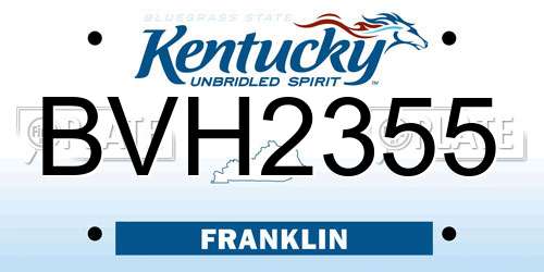 BVH2355 Kentucky License Plate