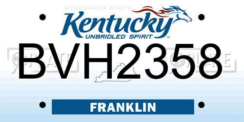BVH2358 Kentucky License Plate