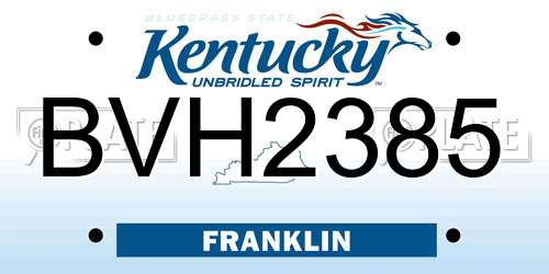 BVH2385 Kentucky License Plate