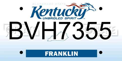BVH7355 Kentucky License Plate