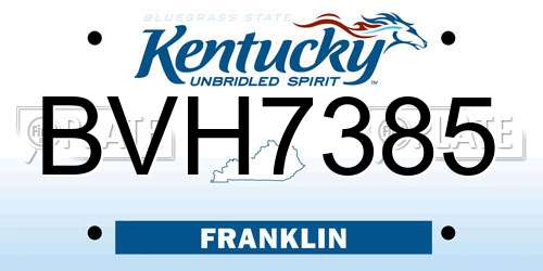 BVH7385 Kentucky License Plate