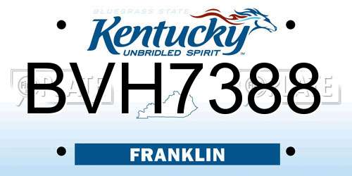 BVH7388 Kentucky License Plate