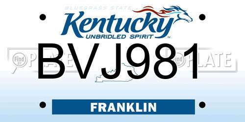 BVJ981 Kentucky License Plate