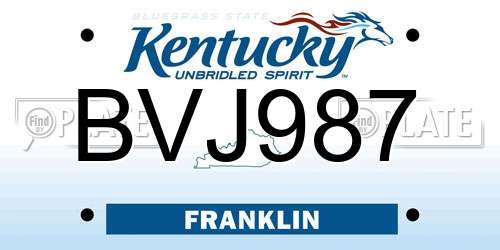 BVJ987 Kentucky License Plate